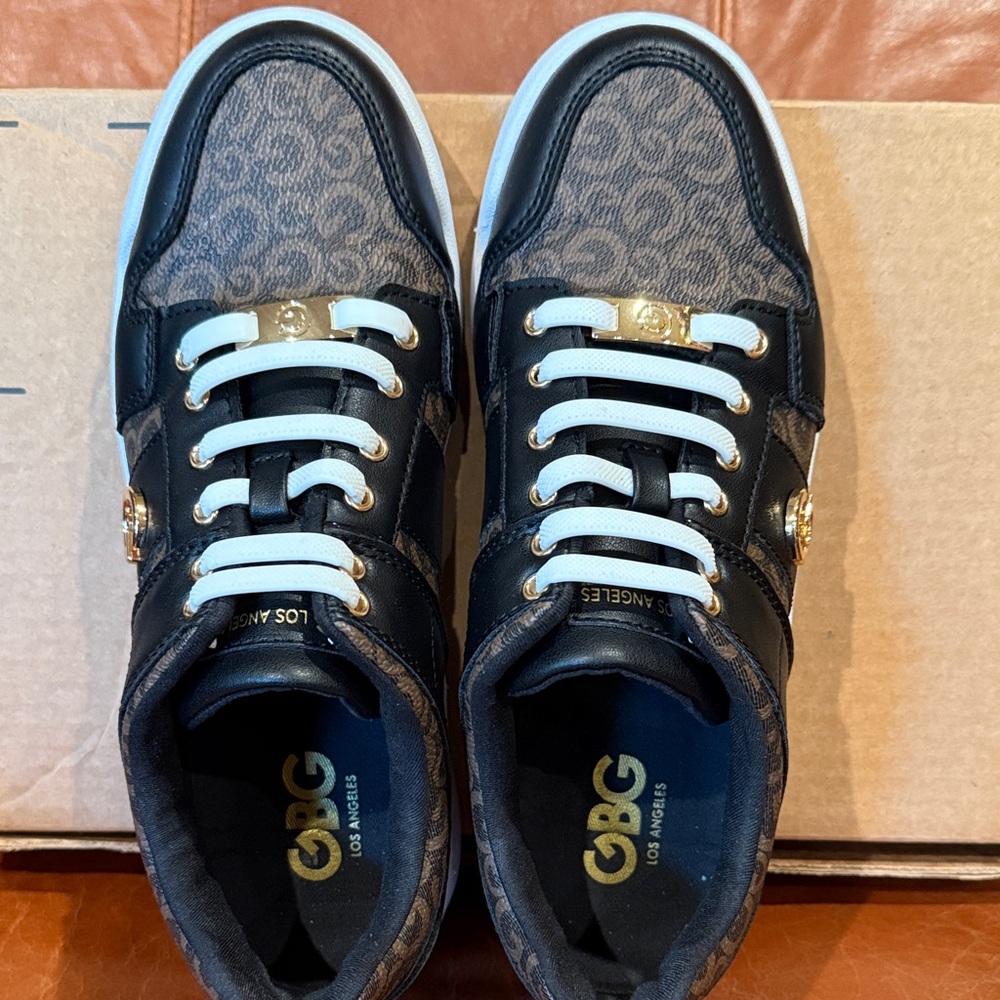 GBG Los Angeles Black and Gold Patterned Sneakers